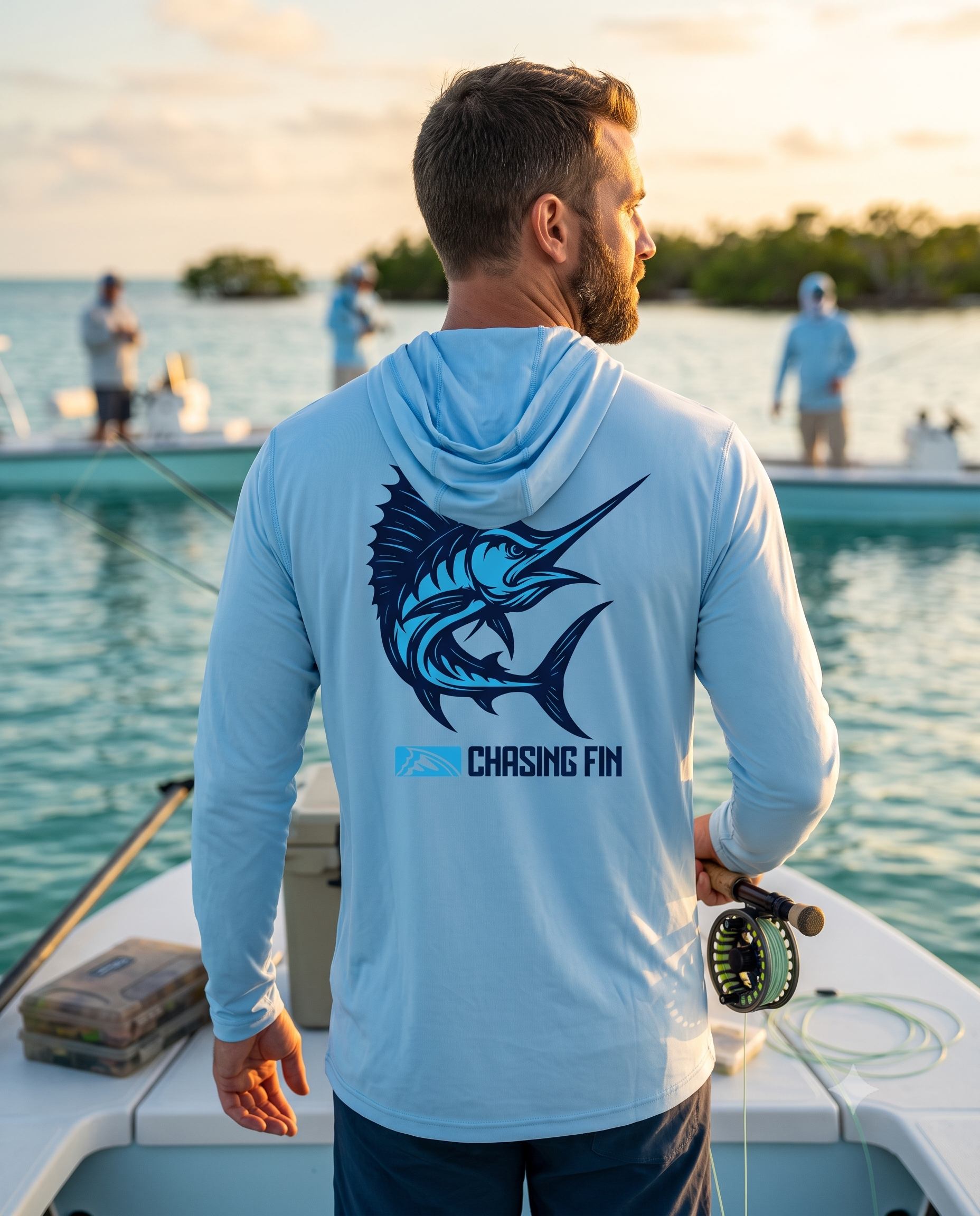 Marlin Performance Long Sleeve Shirt with Hoodie - Chasing Fin
