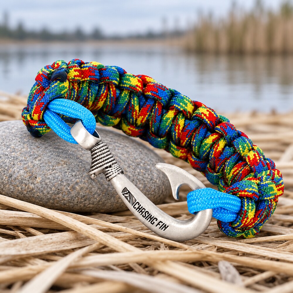 Autism Awareness Braid Fish Hook Bracelet