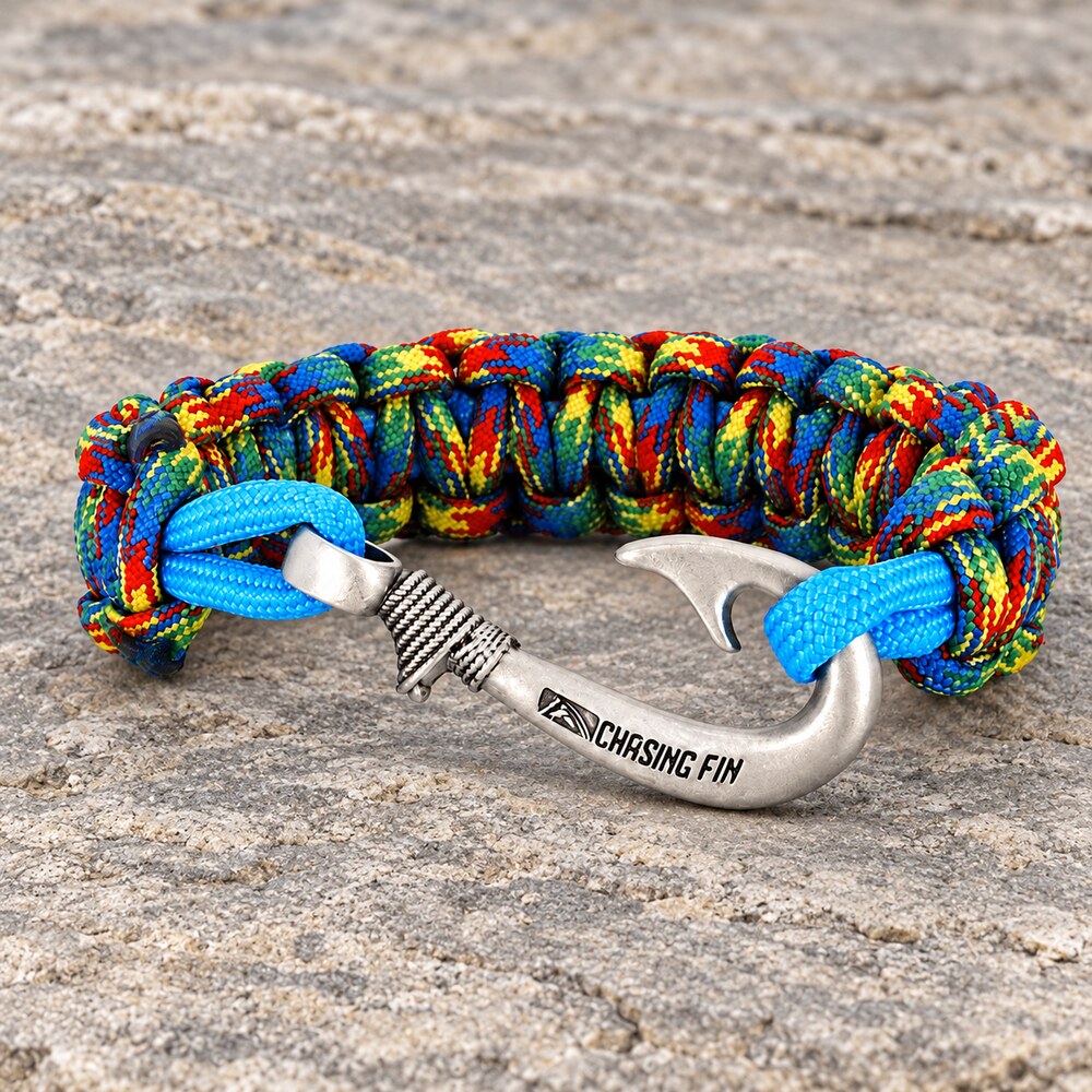 Autism Awareness Braid Fish Hook Bracelet