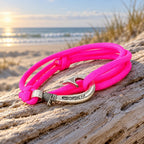 Neon Pink Adjustable Fish Hook Bracelet| Anklet  Glow Under Black Light