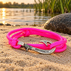 Neon Pink Adjustable Fish Hook Bracelet| Anklet  Glow Under Black Light
