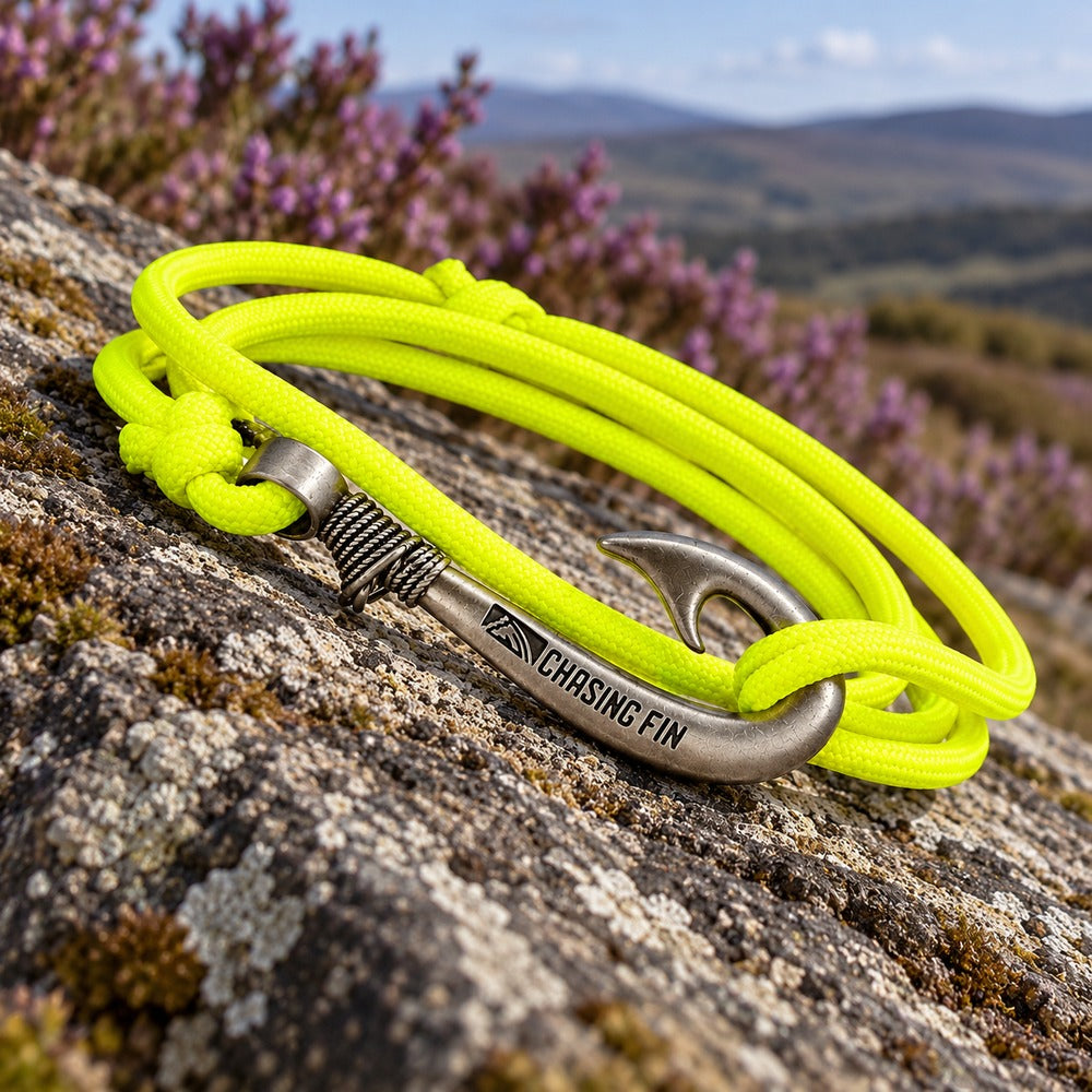 Neon Yellow Adjustable Fish Hook Bracelet| Anklet  Glow Under Black Light