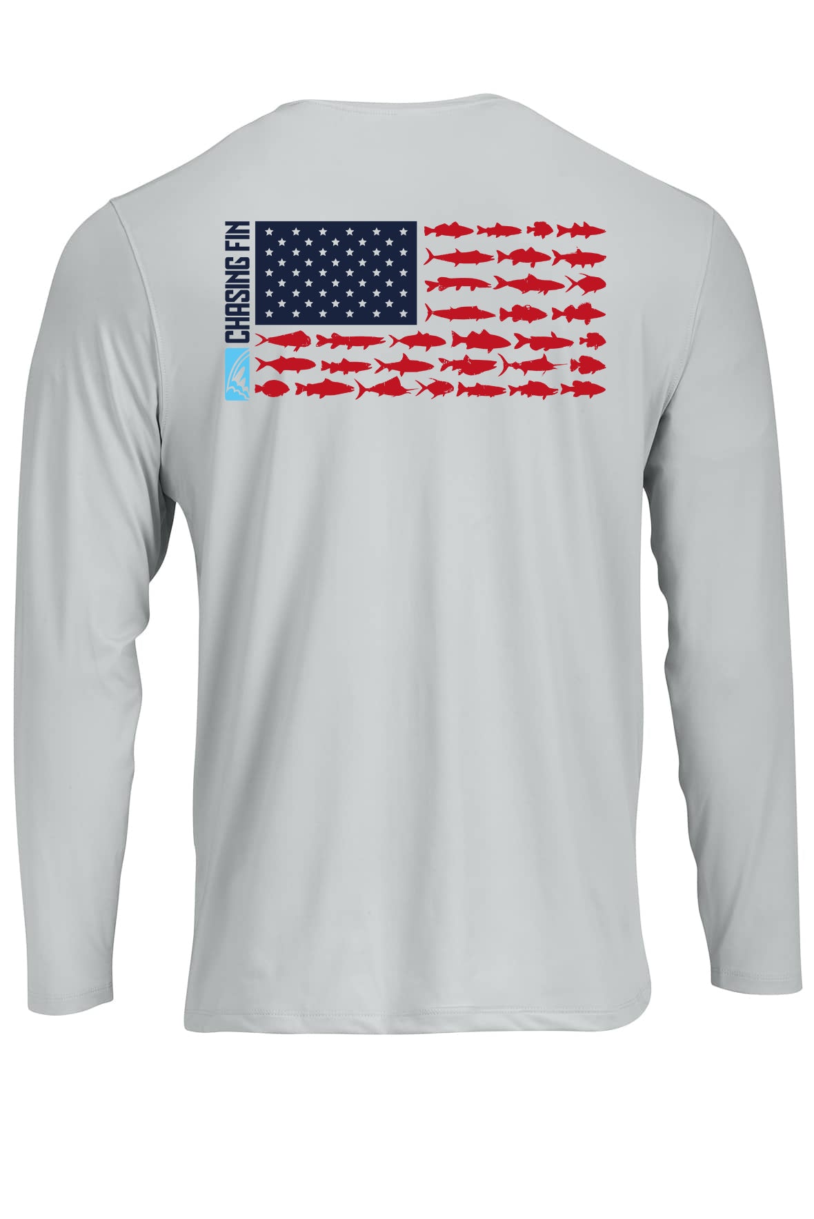 New Edition Chasing Fin's American Fish Flag Performance Patriotic Shirt Long Sleeve
