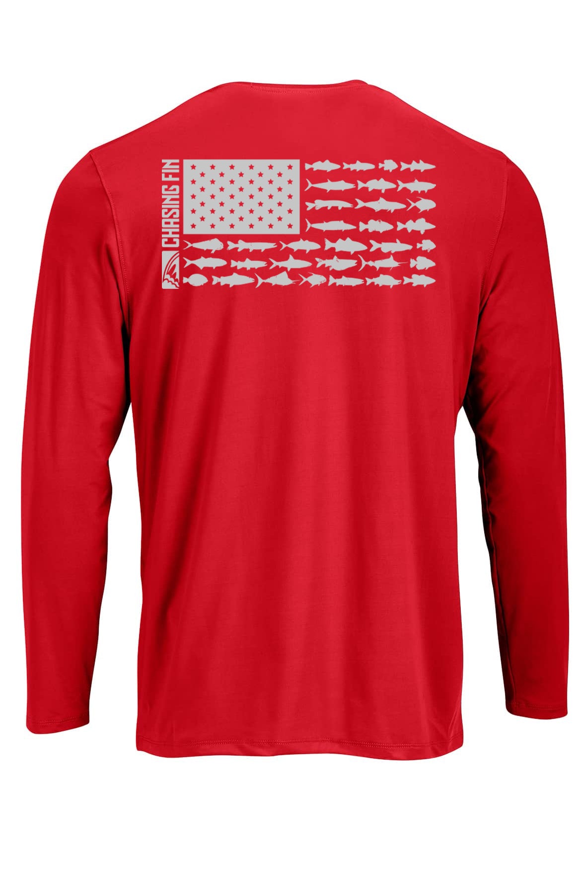 New Edition Chasing Fin's American Fish Flag Performance Patriotic Shirt Long Sleeve
