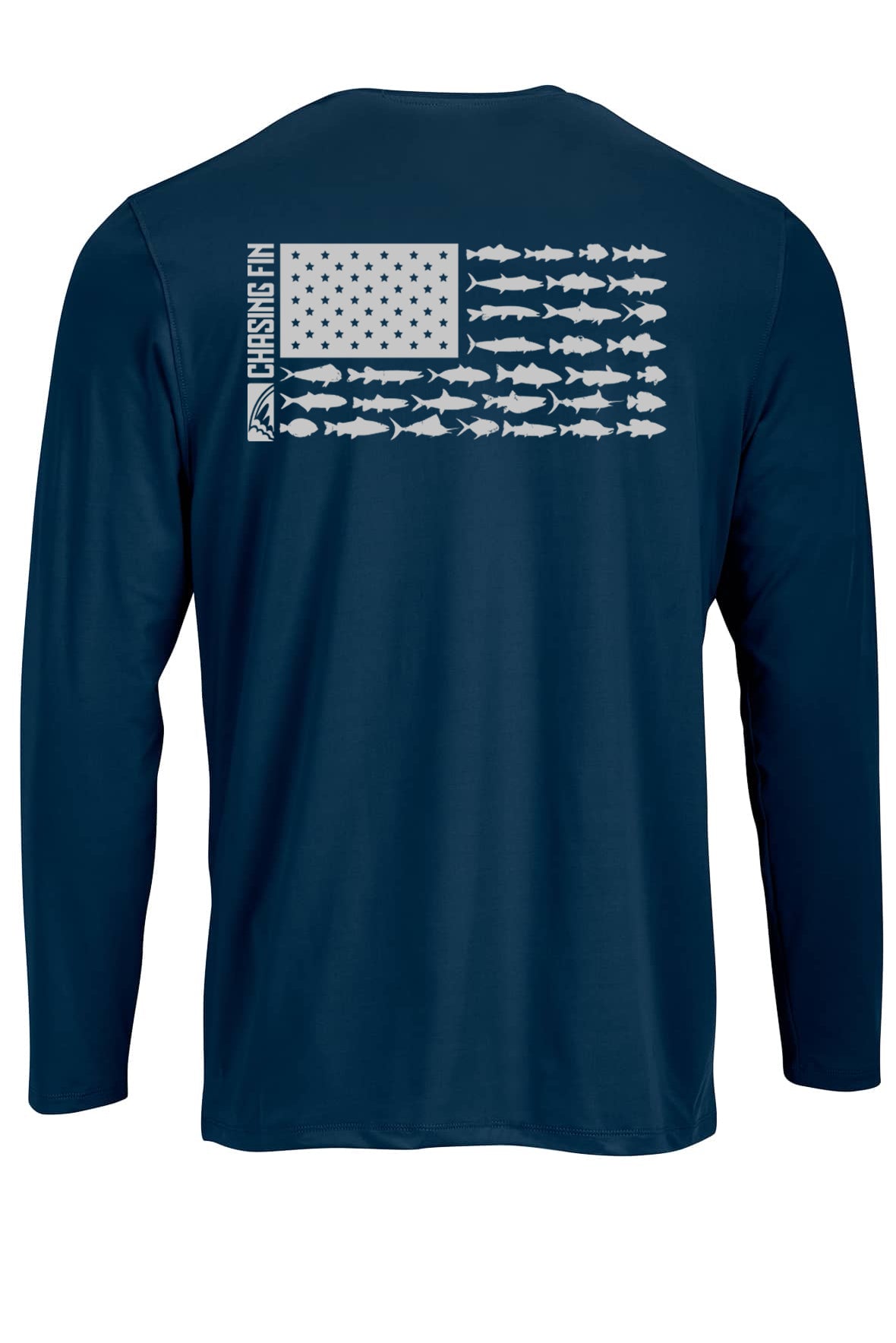 New Edition Chasing Fin's American Fish Flag Performance Patriotic Shirt Long Sleeve
