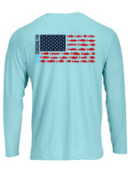 New Edition Chasing Fin's American Fish Flag Performance Patriotic Shirt Long Sleeve
