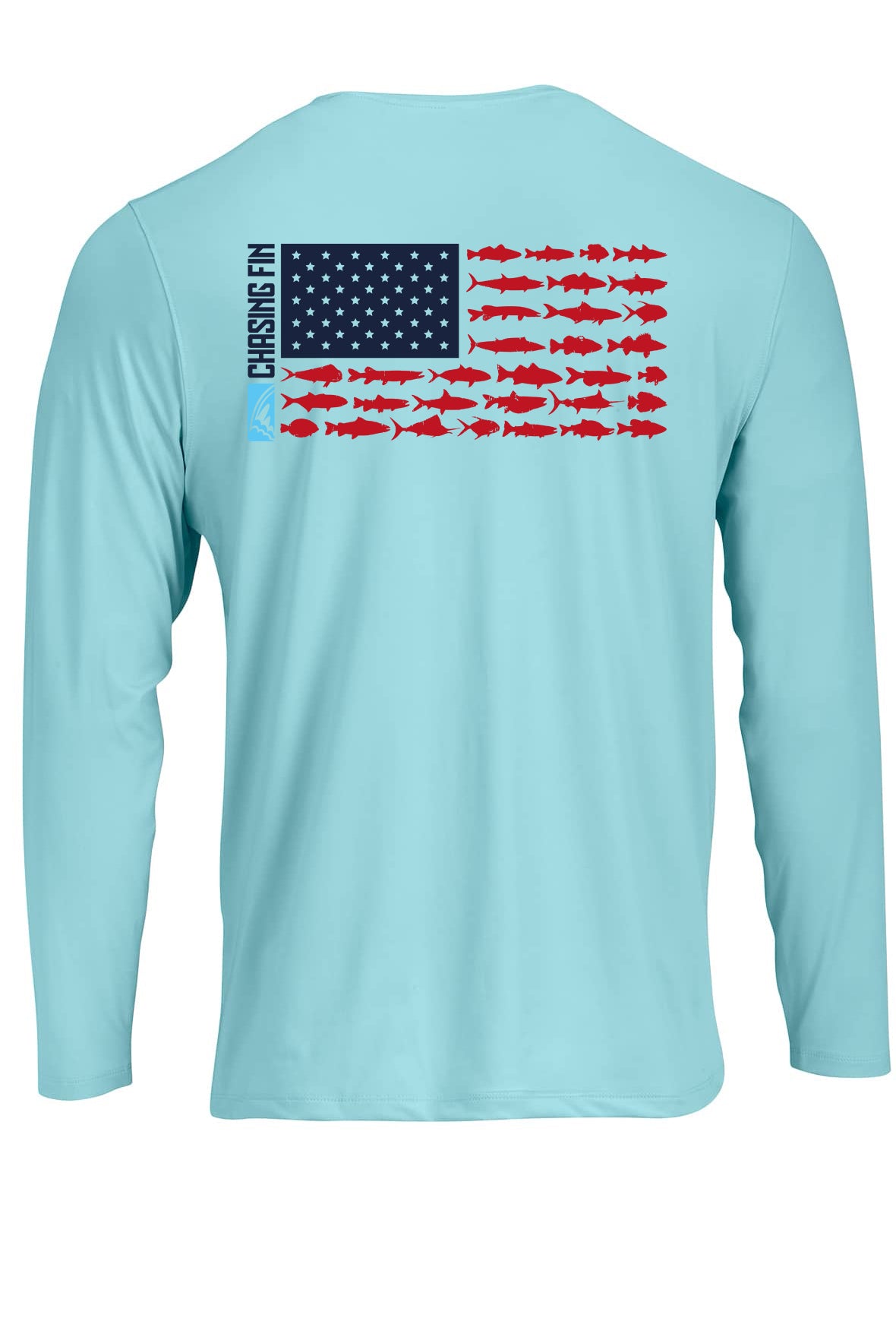 New Edition Chasing Fin's American Fish Flag Performance Patriotic Shirt Long Sleeve
