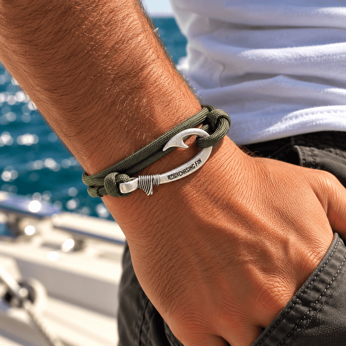 Olive Drab Fish Hook Bracelet | Anklet
