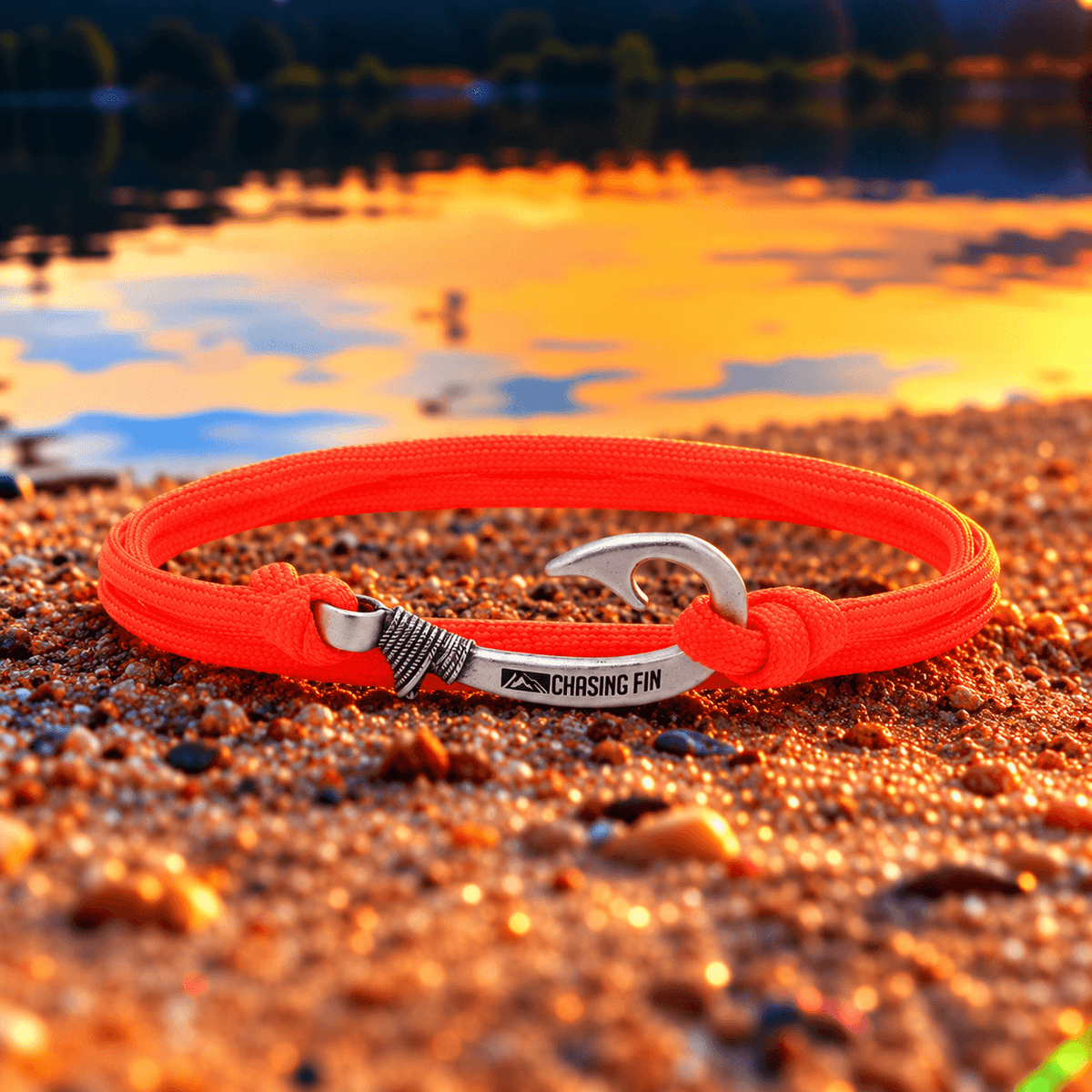 Neon Orange Fish Hook Bracelet | Anklet