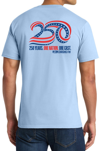Chasing Fin America's 250th Anniversary Limited Edition T Shirt Light Blue