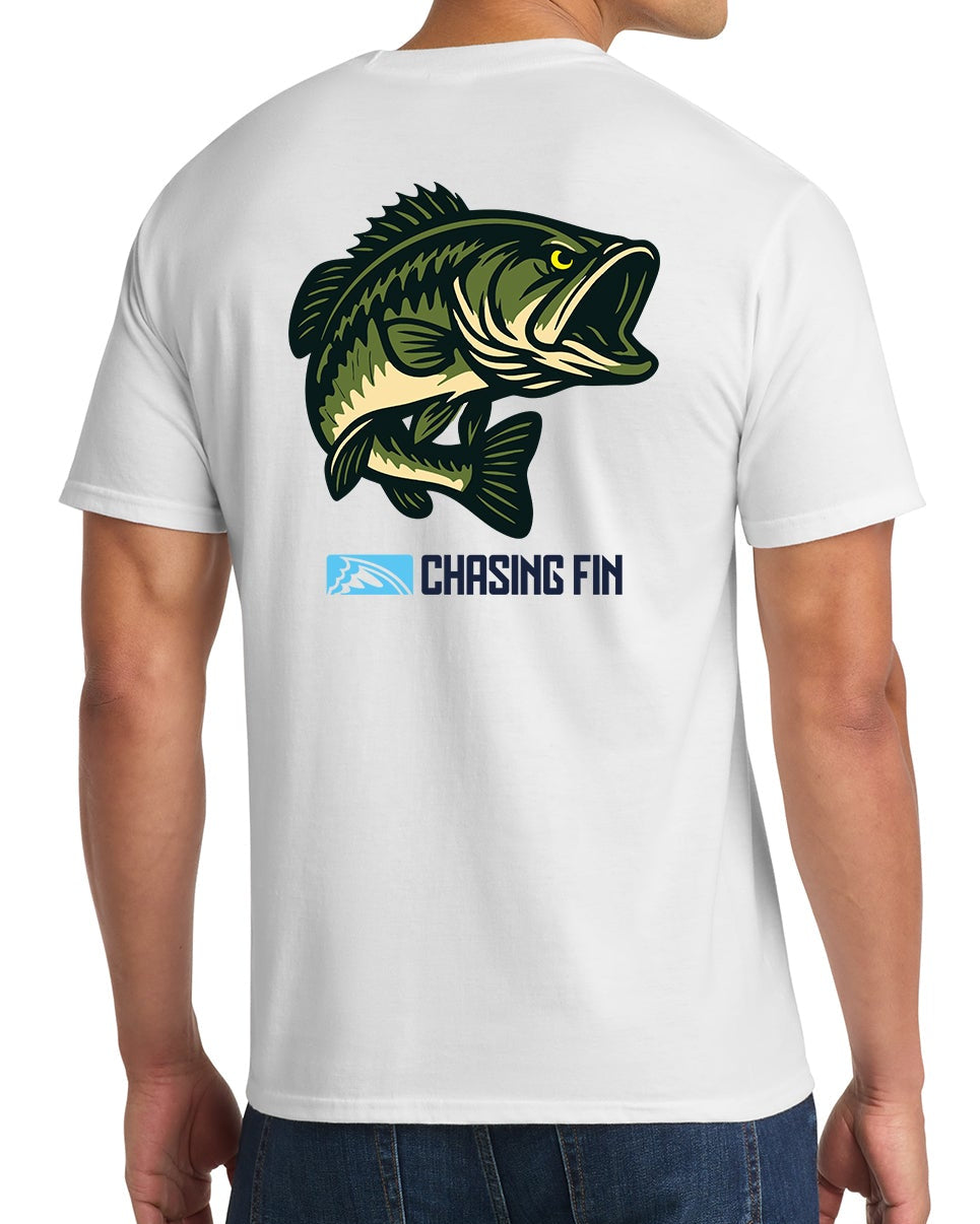 Hooked on Bass White T shirt - Chasing Fin