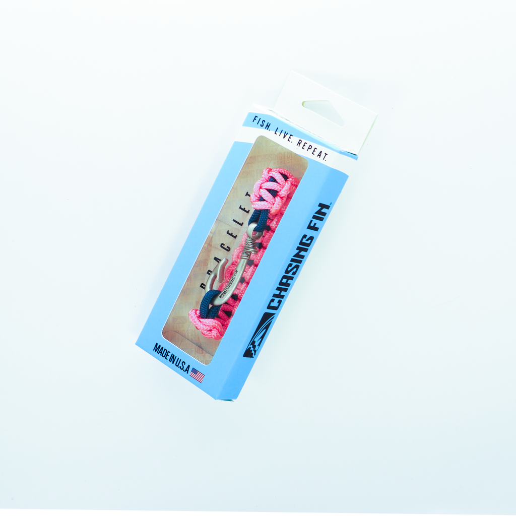 Pink & Navy Slim Cobra Braid Fish Hook Bracelet