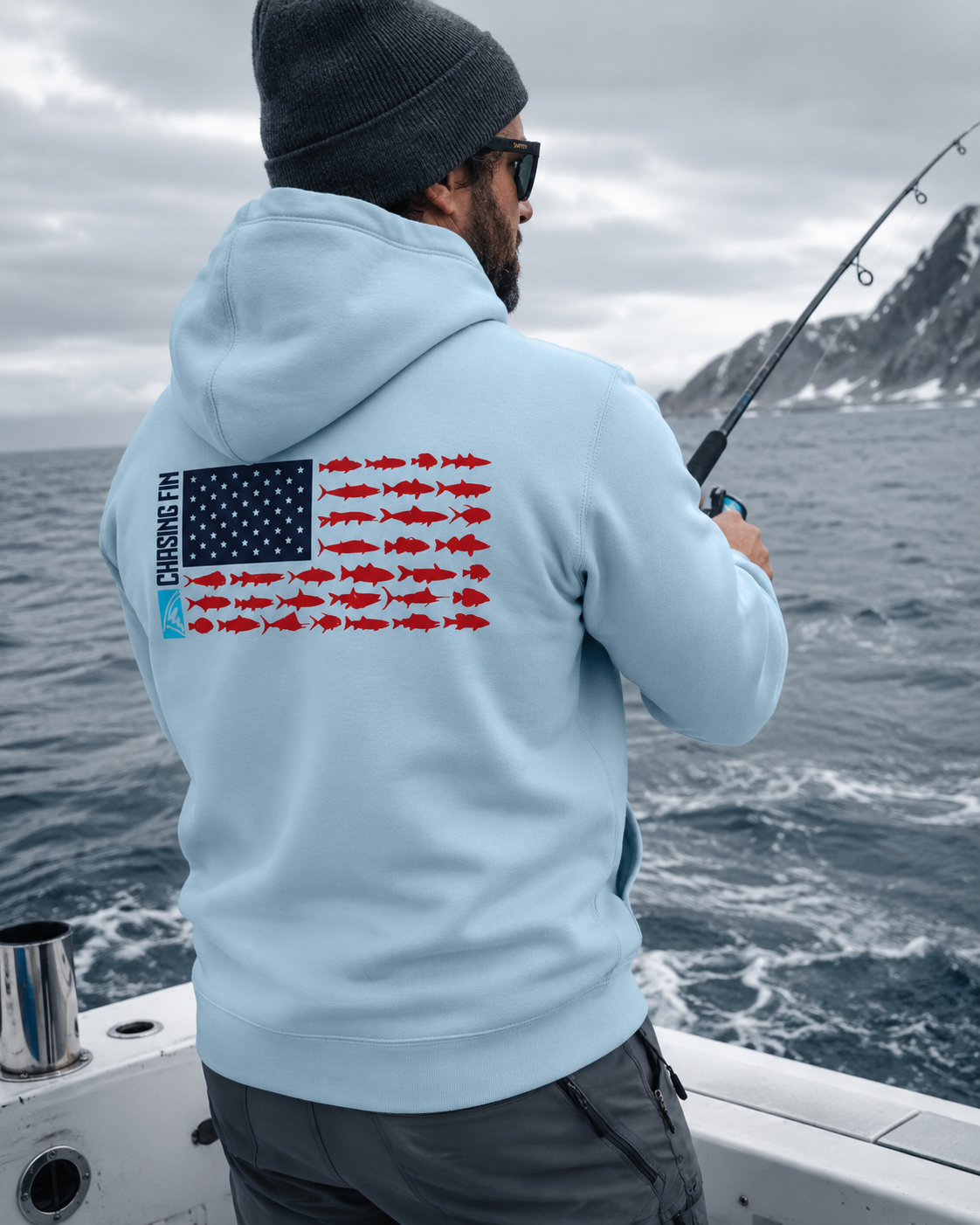 Patriotic Fish Flag Comfort Fleece Hoodie
