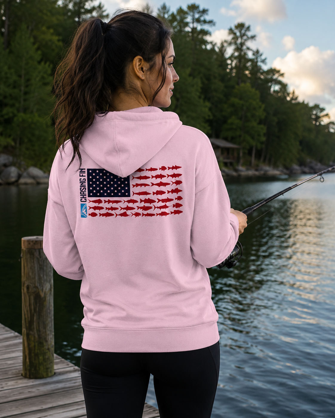 Patriotic Fish Flag Comfort Fleece Hoodie
