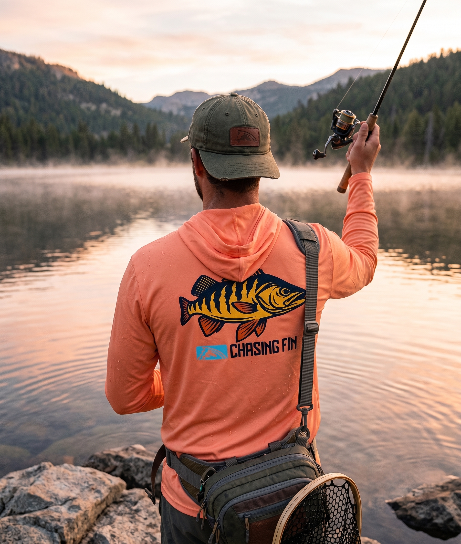 Peacock Bass Performance Shirt Long Sleeve with Hoodie - Chasing Fin New Edition
