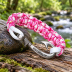 Cancer Awareness Cobra Braid Fish Hook Bracelet