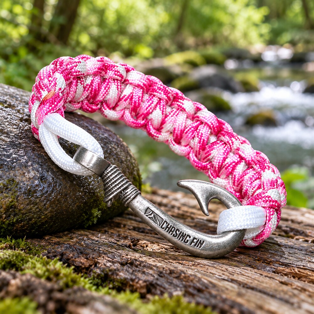 Cancer Awareness Cobra Braid Fish Hook Bracelet