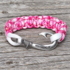 Cancer Awareness Cobra Braid Fish Hook Bracelet