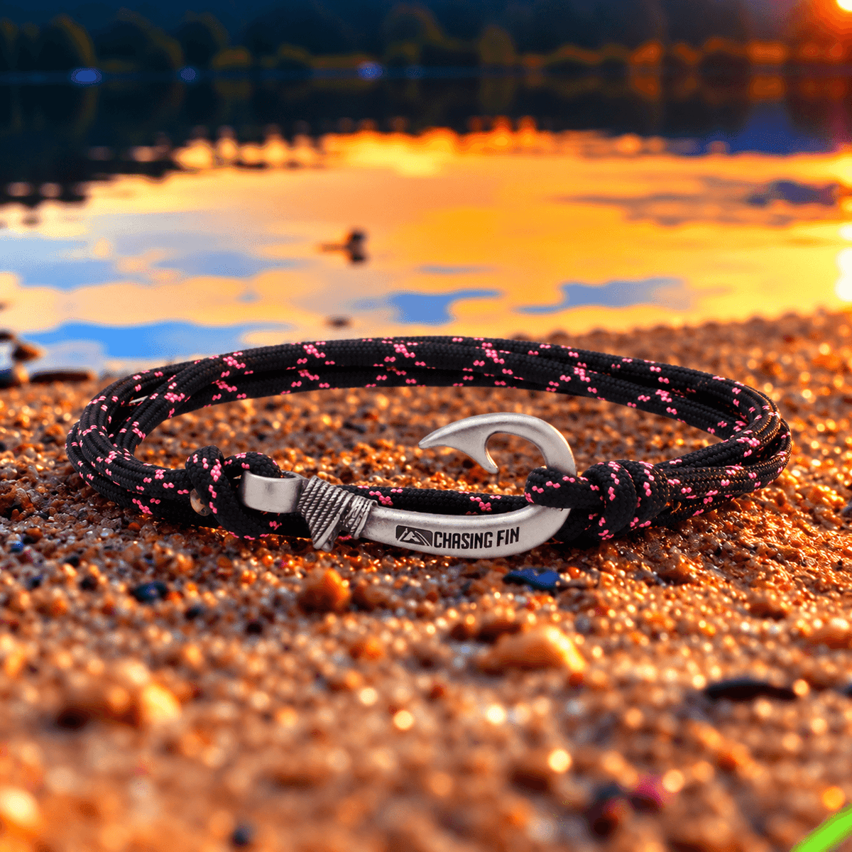 Pink & Black Fish Hook Bracelet | Anklet