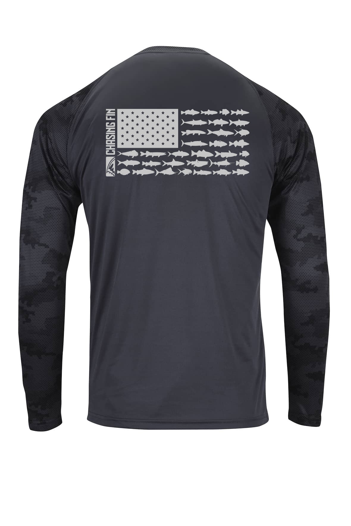 ProFin Camo American Fish Flag Patriotic Performance Long Sleeve Shirt Aqua

