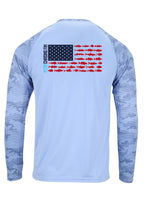 ProFin Camo American Fish Flag Patriotic Performance Long Sleeve Shirt Aqua
