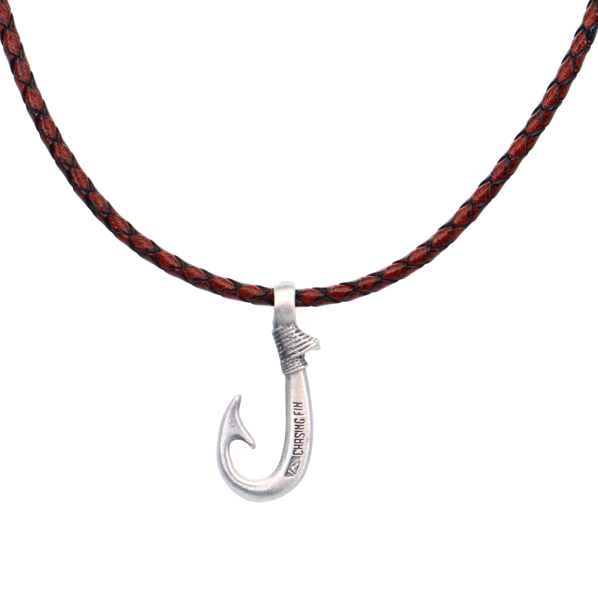 Genuine Leather Necklace Fish Hook with Magnetic Lock Clasp -New Edition