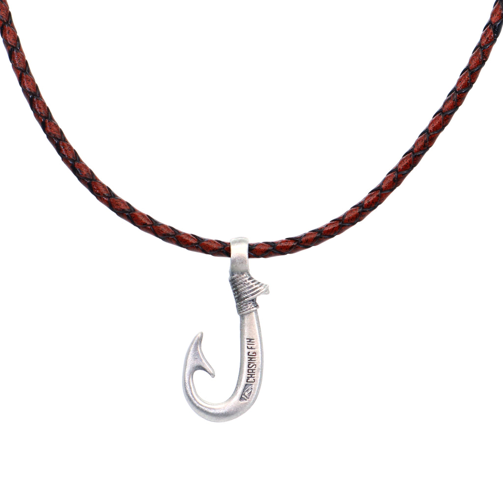 Genuine Leather Necklace Fish Hook  with Magnetic Lock Clasp -New Edition