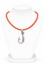 Genuine Leather Necklace Fish Hook  with Magnetic Lock Clasp -New Edition