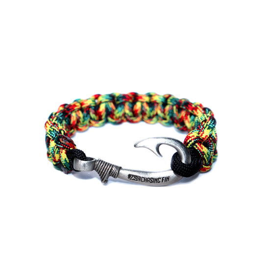 Rasta Cobra Braid Fish Hook Bracelet