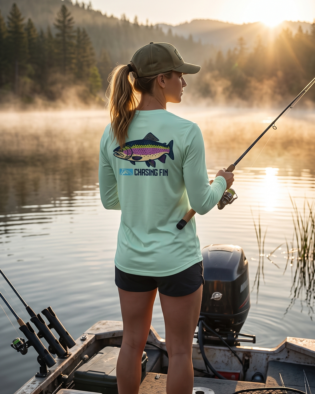 Catch The  Rainbow Trout Ladies Long Islander Performance Long Sleeve Shirt