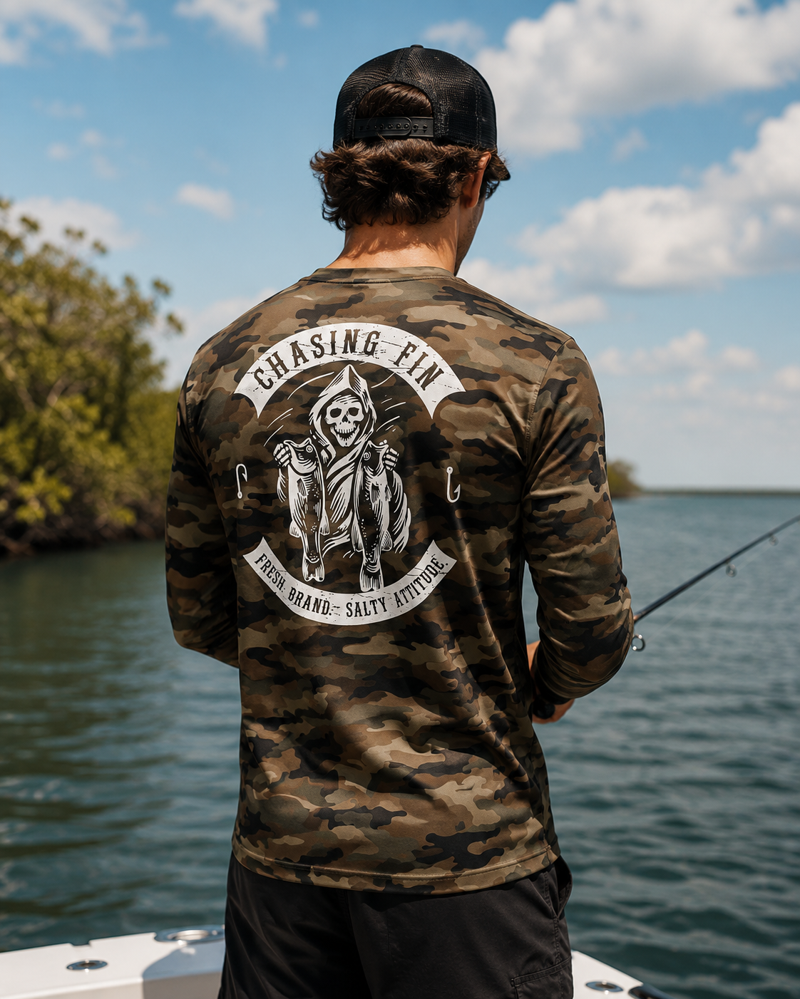 Reaper Freshwater - Woodlands Camo Performance Shirt