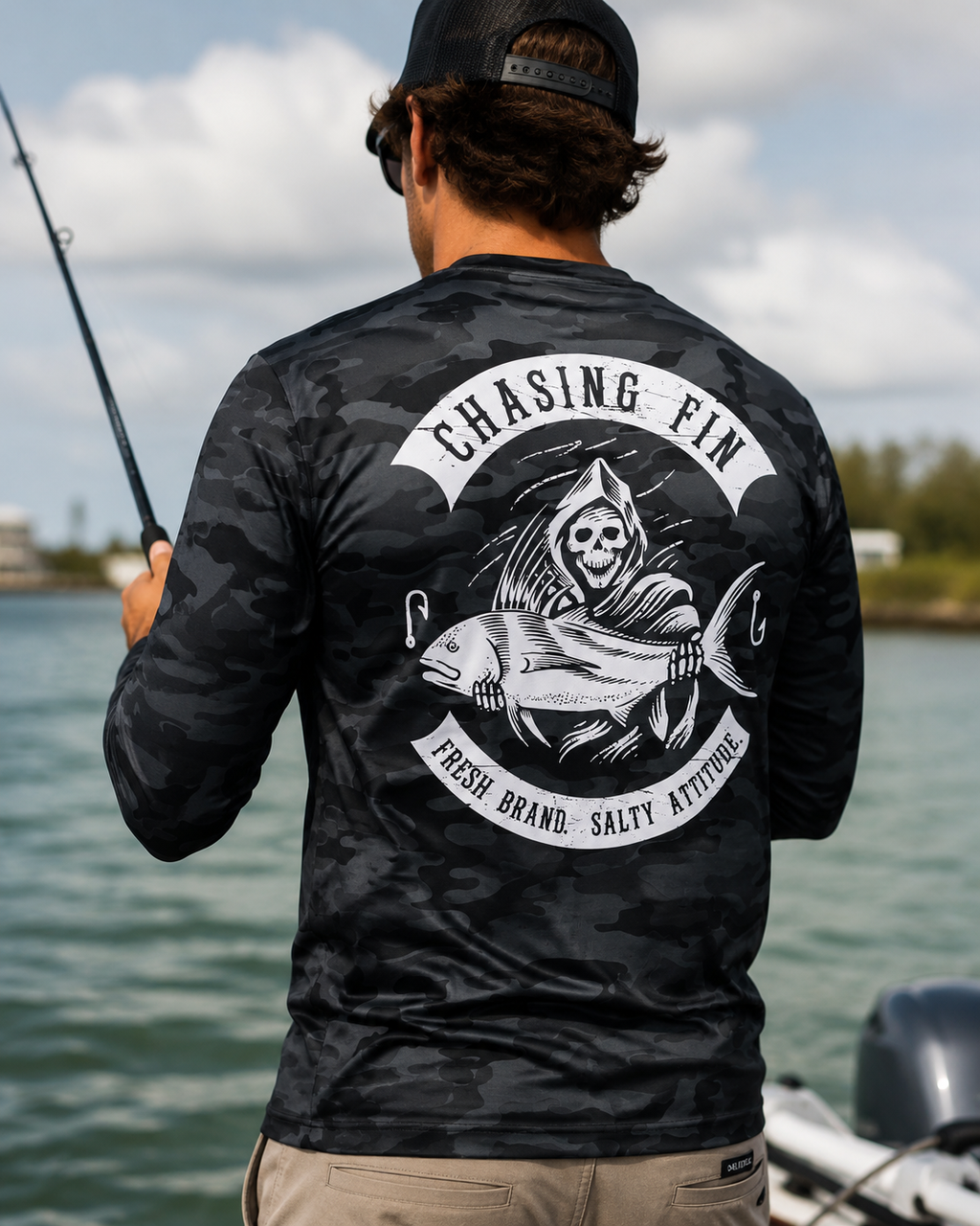 Reaper Saltwater - Woodlands Camo Performance Shirt