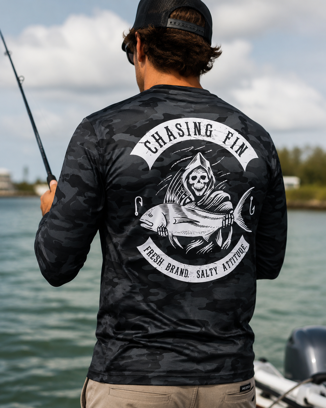 Reaper Saltwater - Woodlands Camo Performance Shirt