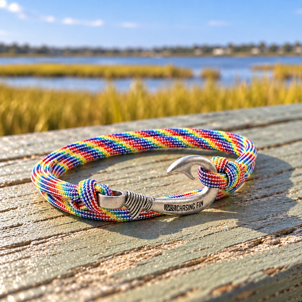Rainbow Stripes Fish Hook Bracelet | Anklet