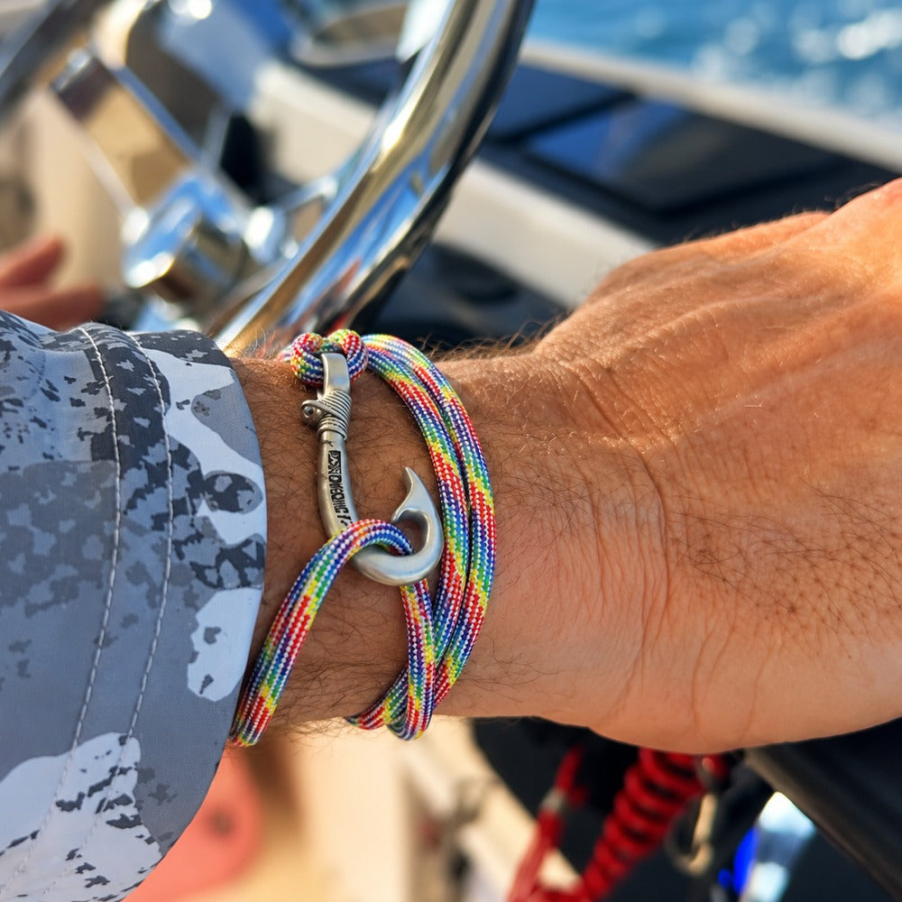 Rainbow Stripes Fish Hook Bracelet | Anklet