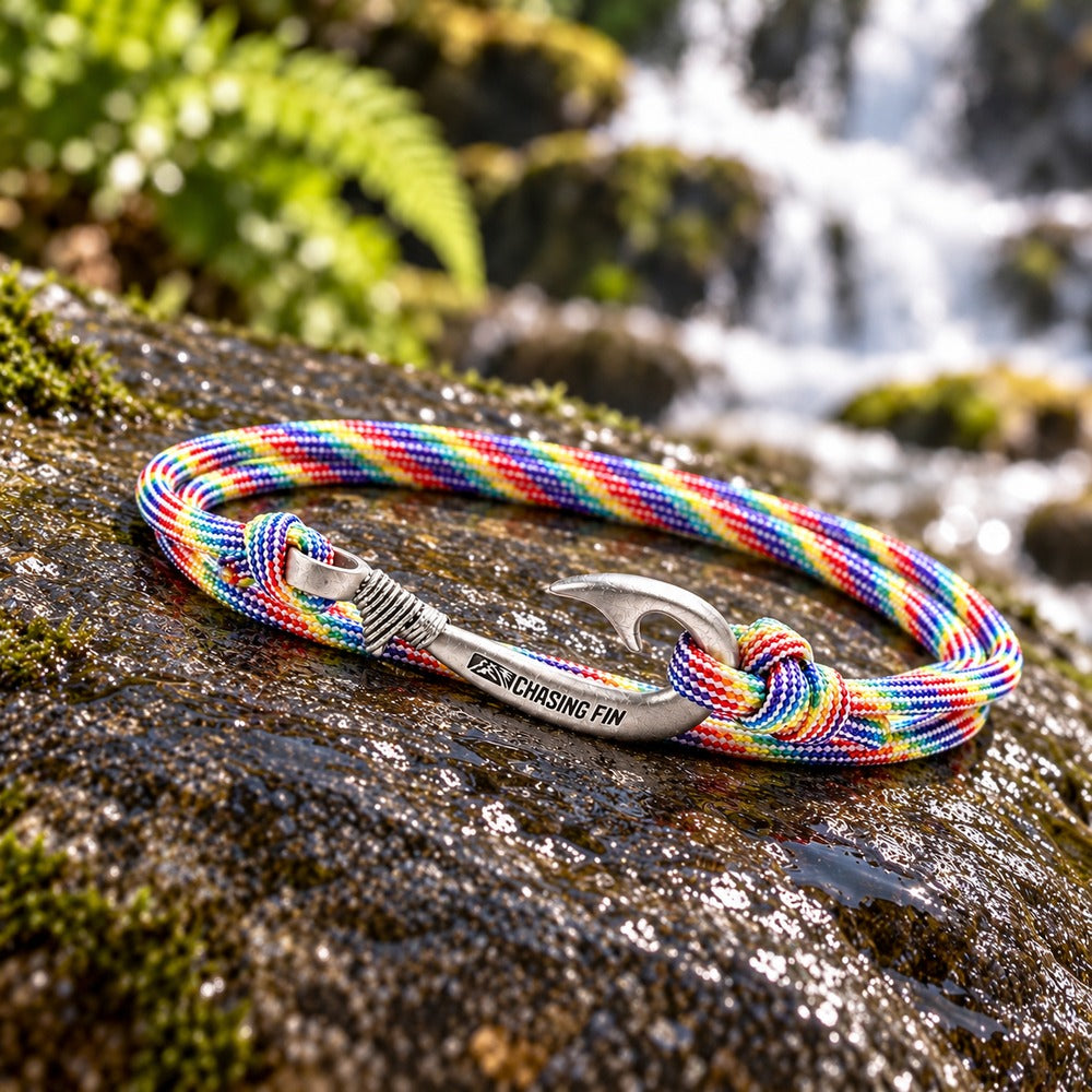Rainbow Stripes Fish Hook Bracelet | Anklet