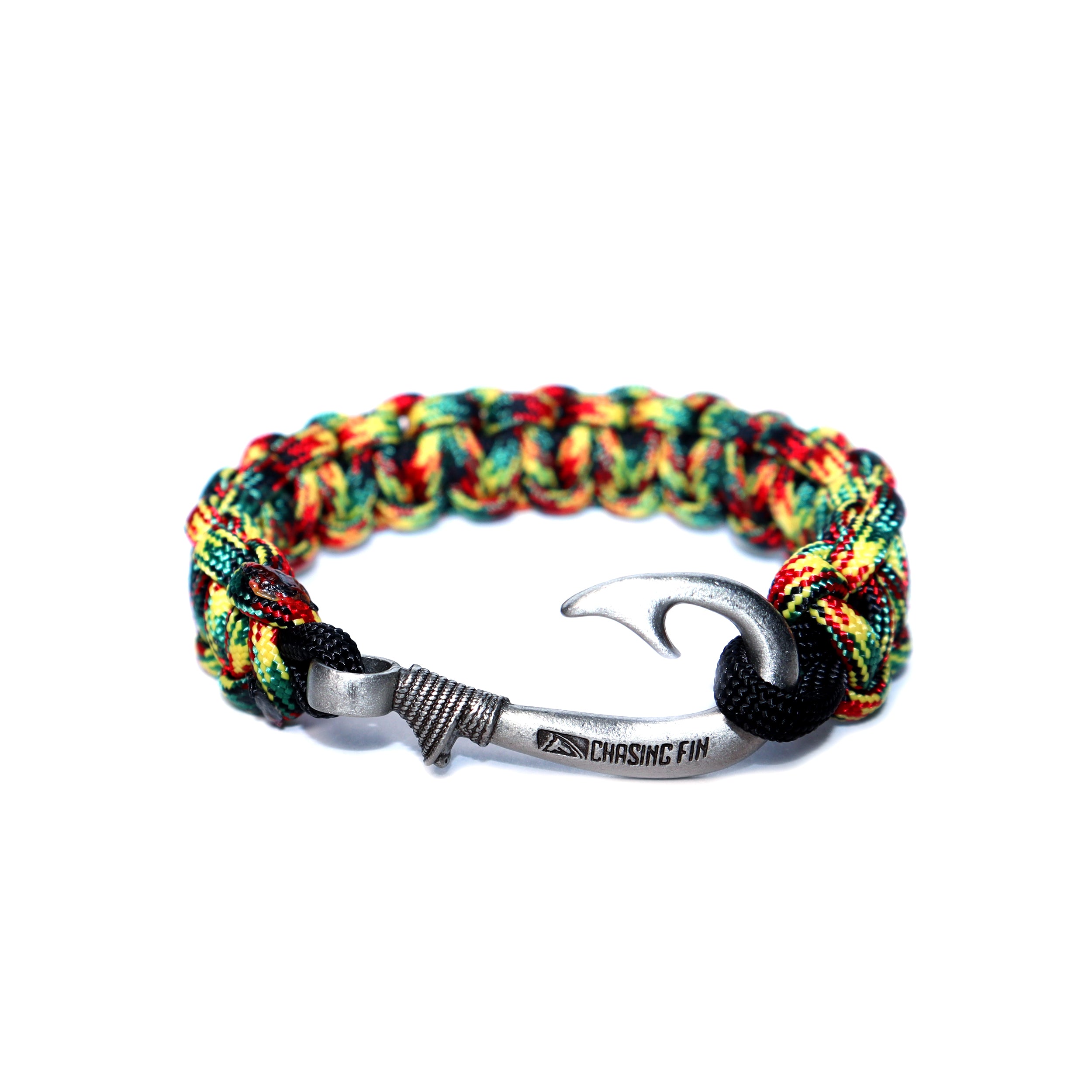 Rasta Cobra Braid Fish Hook Bracelet
