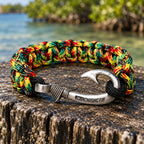 Rasta Cobra Braid Fish Hook Bracelet