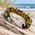 Rasta Cobra Braid Fish Hook Bracelet