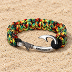 Rasta Cobra Braid Fish Hook Bracelet