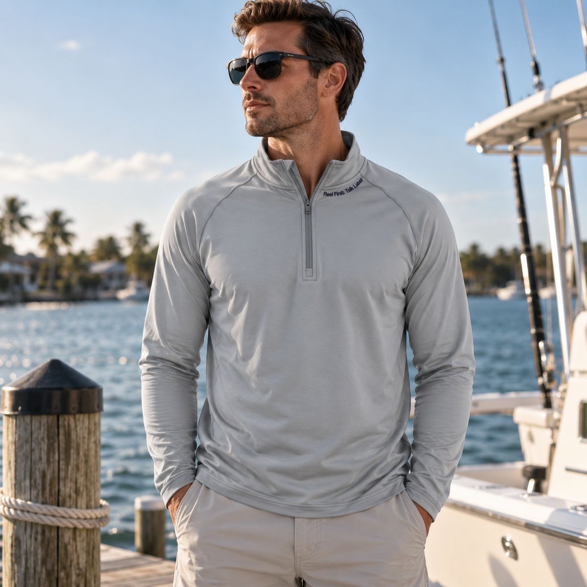Reel First Talk Tlater Performance Quarter Zip Pullover | UPF 50+ Outdoor