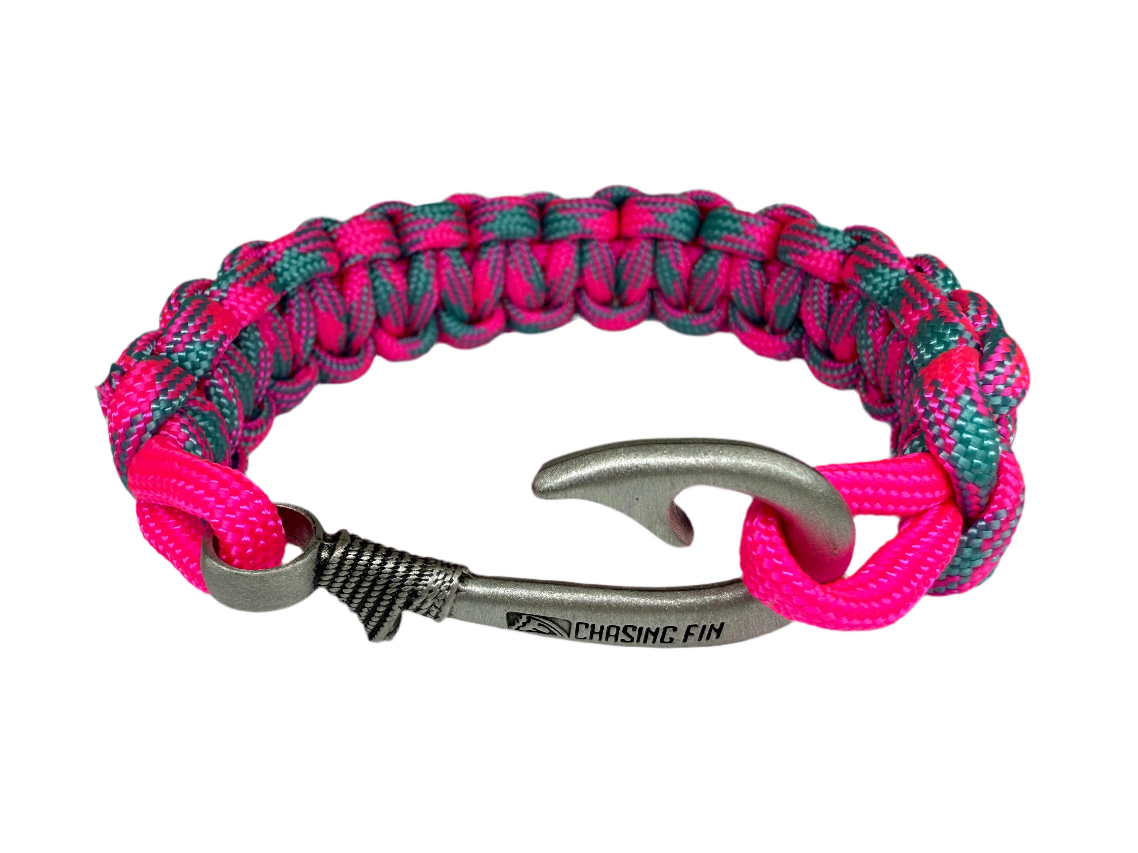 Rosy Reef Cobra Braid Fish Hook Bracelet-Glow in the Dark
