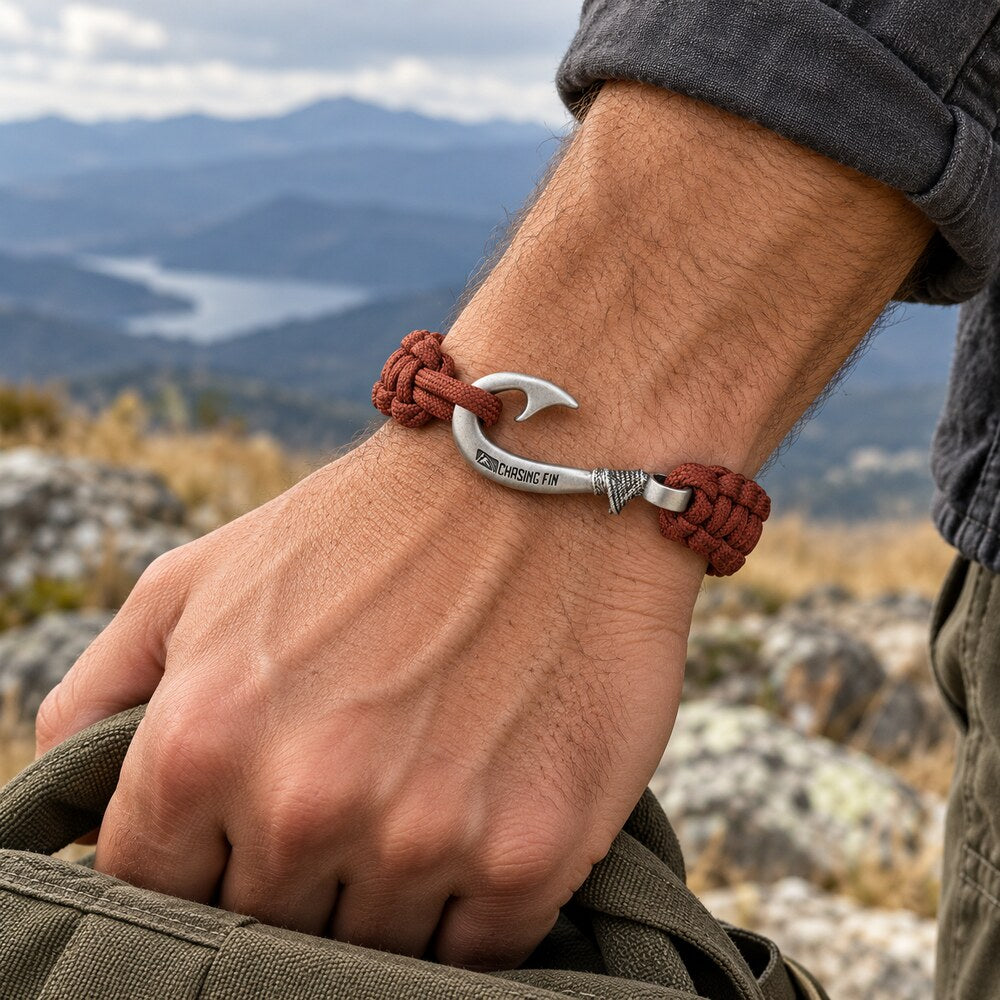 Rust Cobra Braid Fish Hook Bracelet
