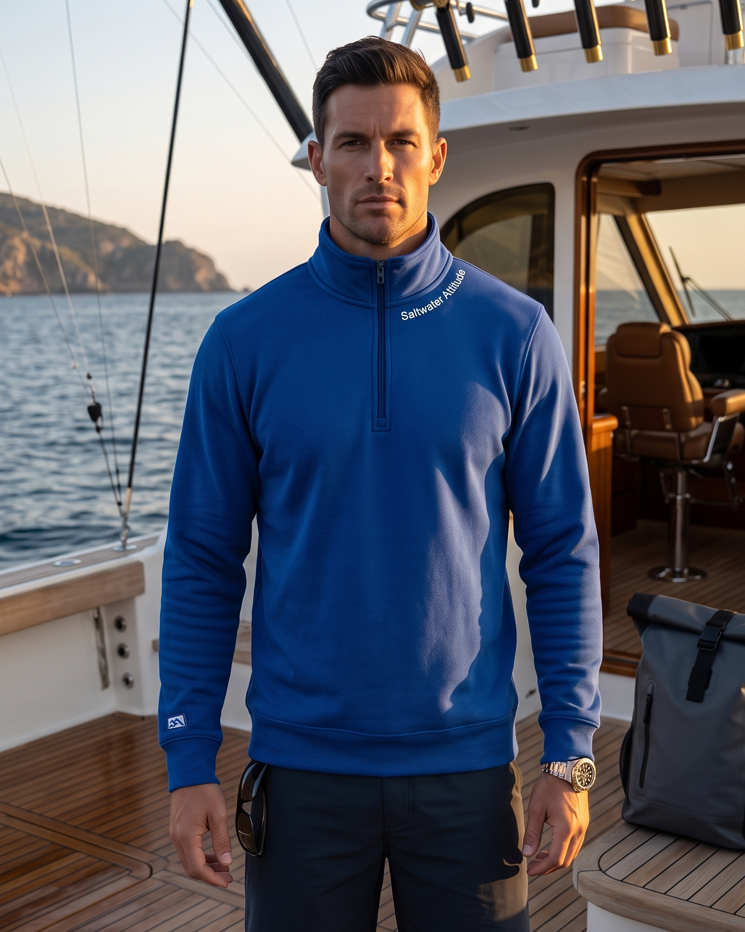 Saltwater Attitude - Fleece 1/4-Zip Pullover Sweatshirt | Unisex Cotton Blend Quarter Zip - Chasing Fin New Collection