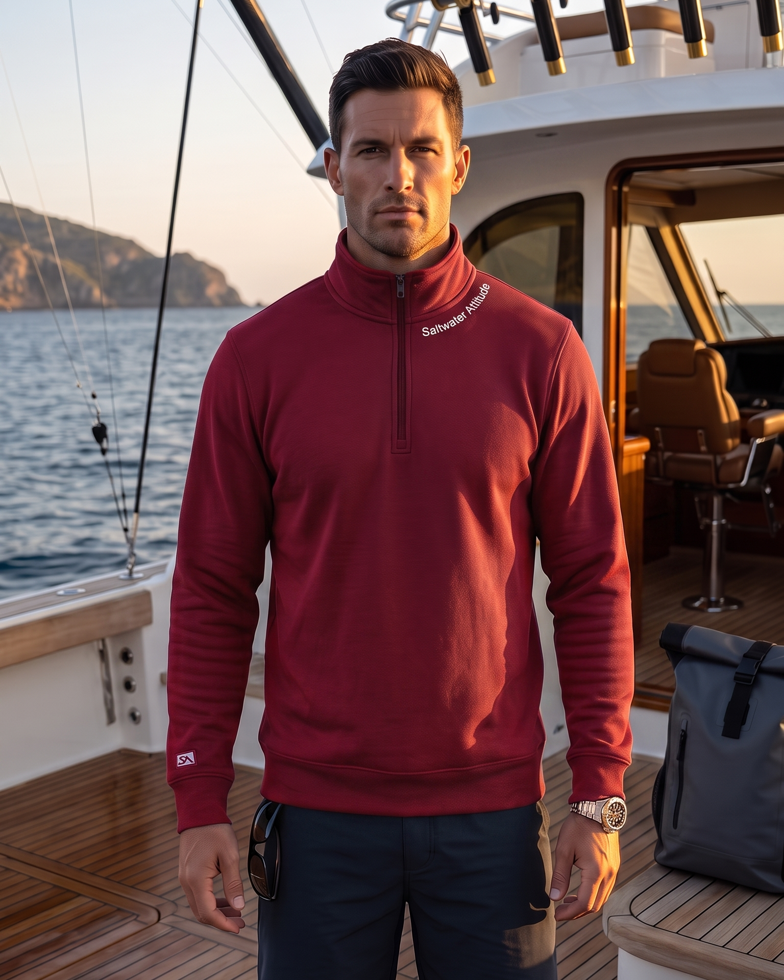 Saltwater Attitude - Fleece 1/4-Zip Pullover Sweatshirt | Unisex Cotton Blend Quarter Zip - Chasing Fin New Collection