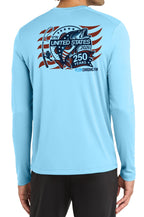 250th Anniversary Limited Edition Spinning Rod Performance Shirt Blue - Chasing Fin America's
