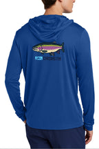 Rainbow Trout Performance Long Sleeve Hoodie Blue - Chasing Fin New Edition