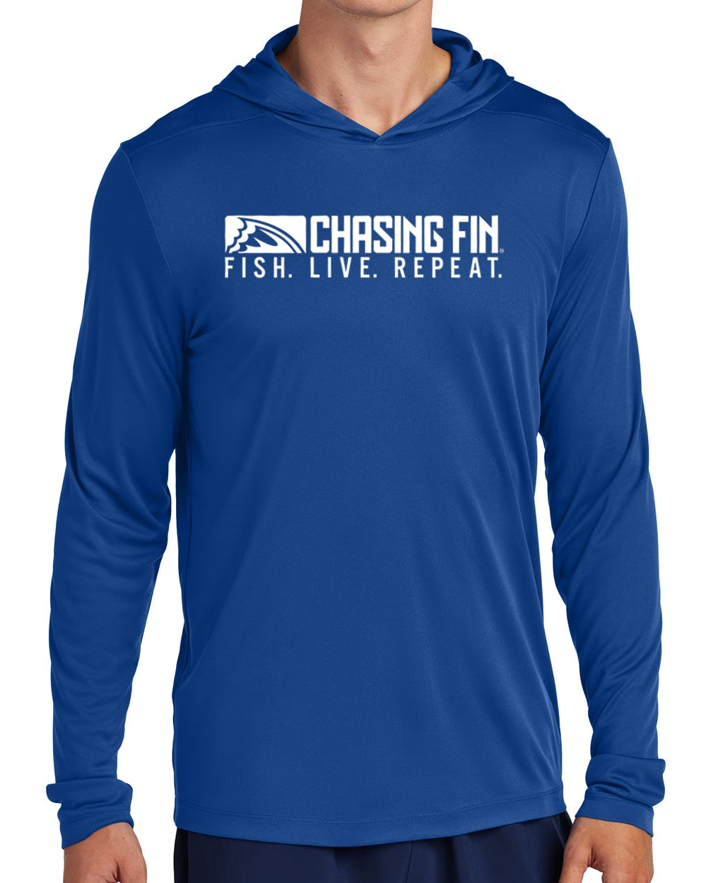 Mahi Mahi  Long Sleeve Performance Hoodie Shirt - Chasing Fin
