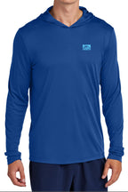Peacock Bass Performance Shirt Long Sleeve with Hoodie Blue - Chasing Fin New Edition