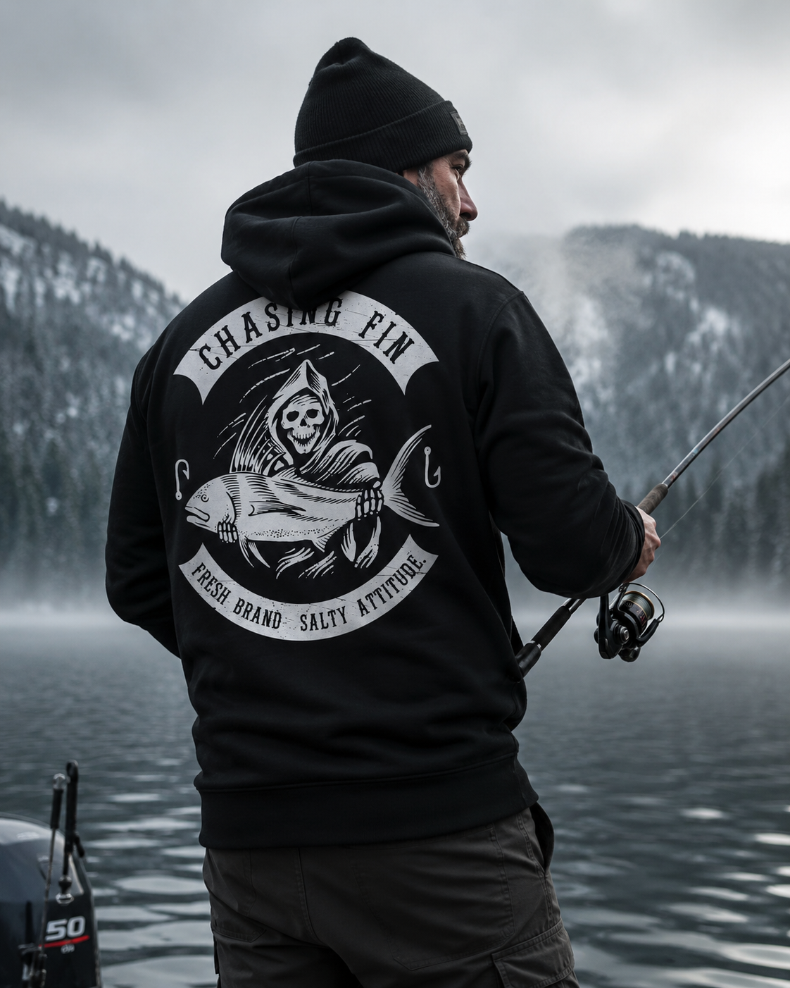 Saltwater Reaper Fleece Pullover Hoodie- New arrival
